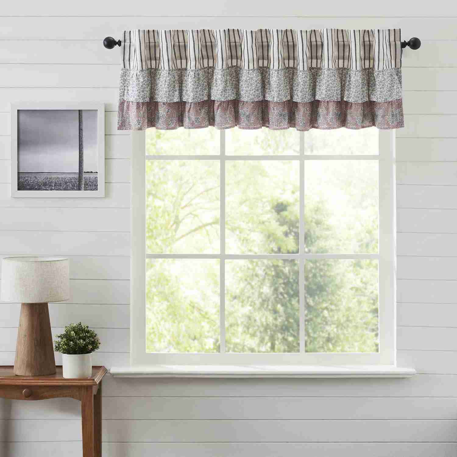 Kaila Blue Ruffled Valance Curtain 16x90