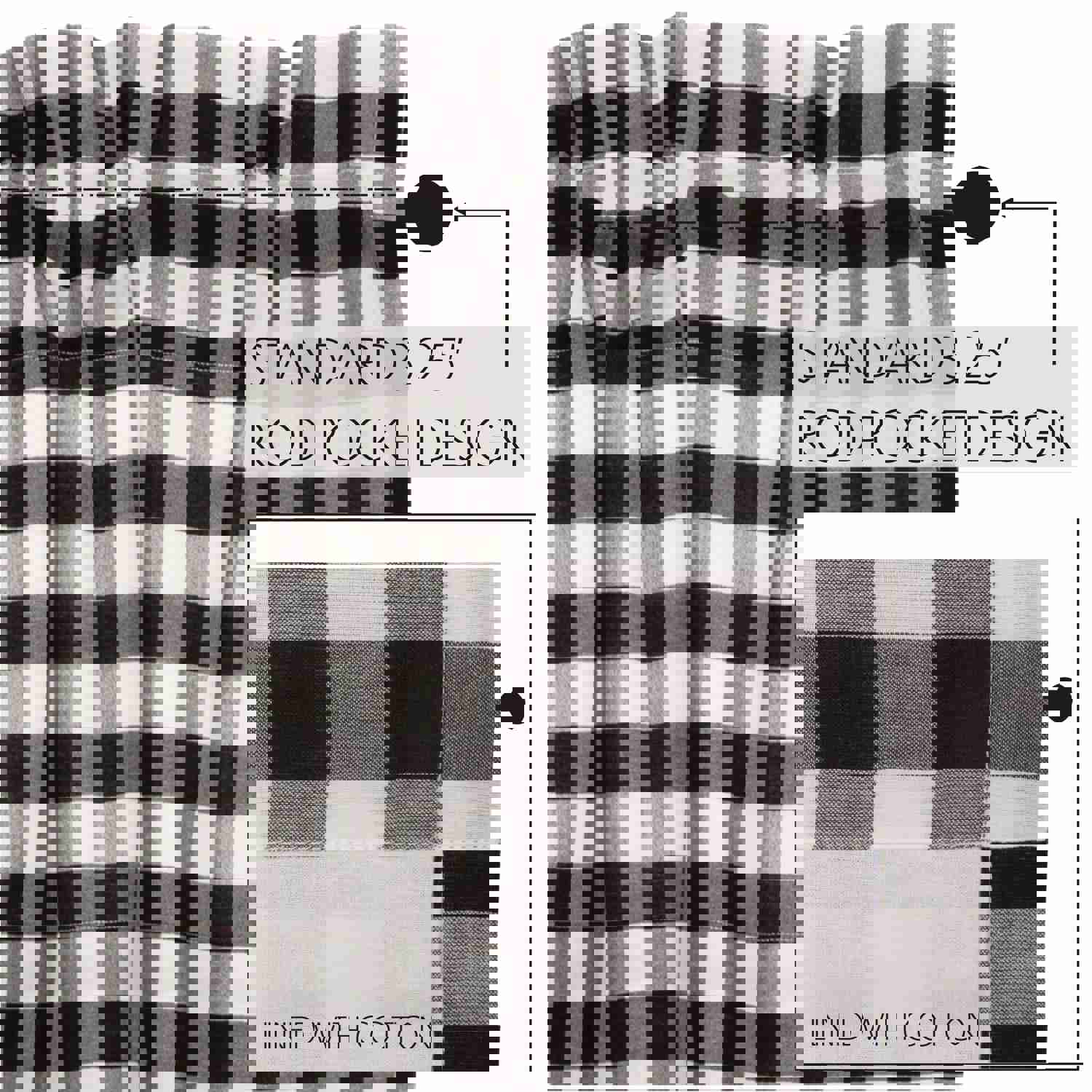 Annie Buffalo Check Prairie Swag Set - Modern Farmhouse Window Curtains
