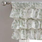 Elegant Sage Green Floral Toile Window Valance