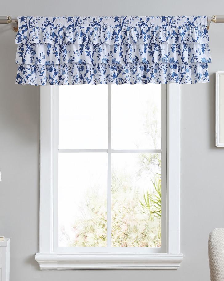 Elegant Royal Blue Elise Tiered Ruffle Valance
