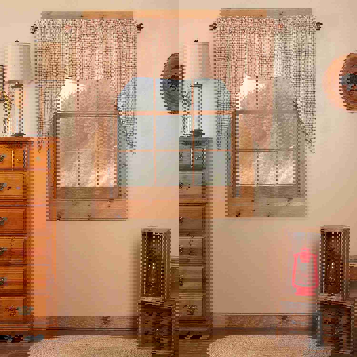 Rustic Tacoma Plaid Swag Set for Country-Style Window Decor