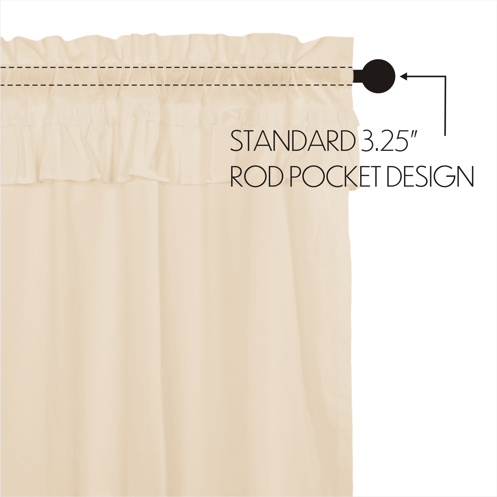 Elegant Muslin Ruffle Prairie Swag Curtains, Set of 2, 36x36