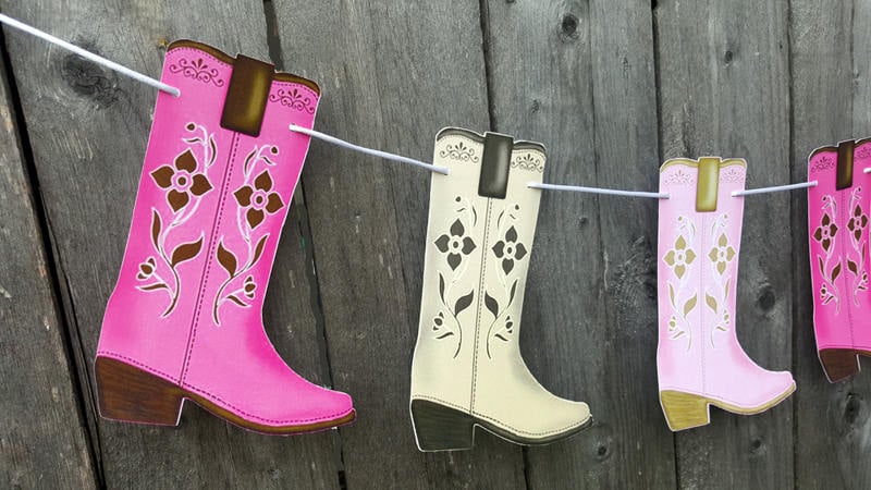 Western Themed Party Decorations - Cowgirl Boot Garland Banner