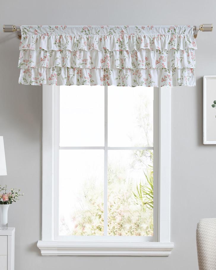 Laura Ashley Fawna Window Valance - Soft Pink and Spring Green