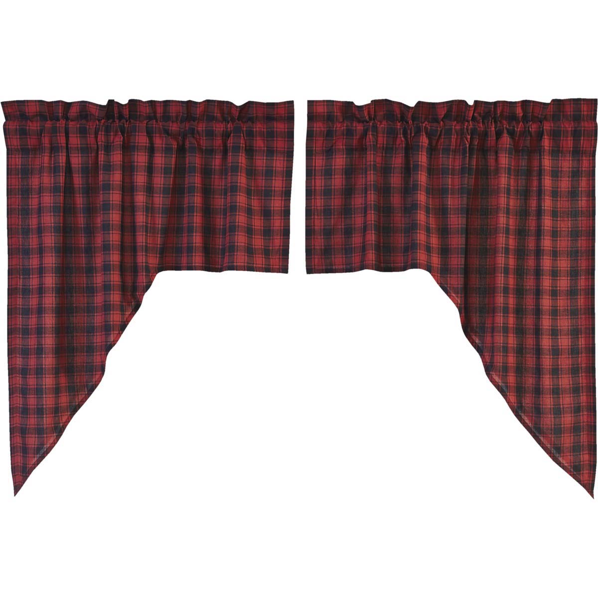 Rustic Charm Window Swag Set with Red Buffalo Plaid