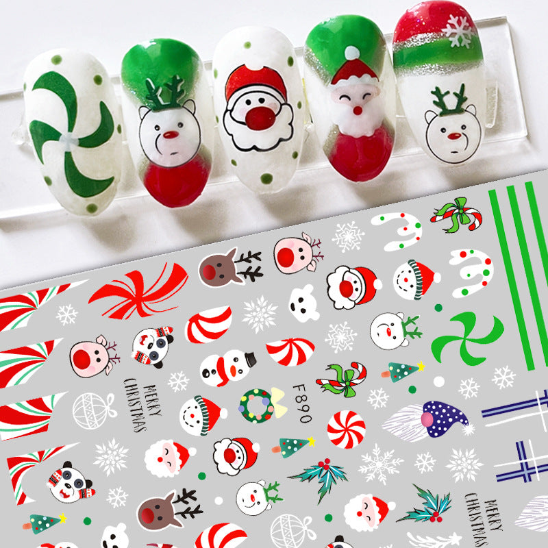BQAN 2022 Festive 3D Nail Stickers - Snowflake & Santa Claus Designs