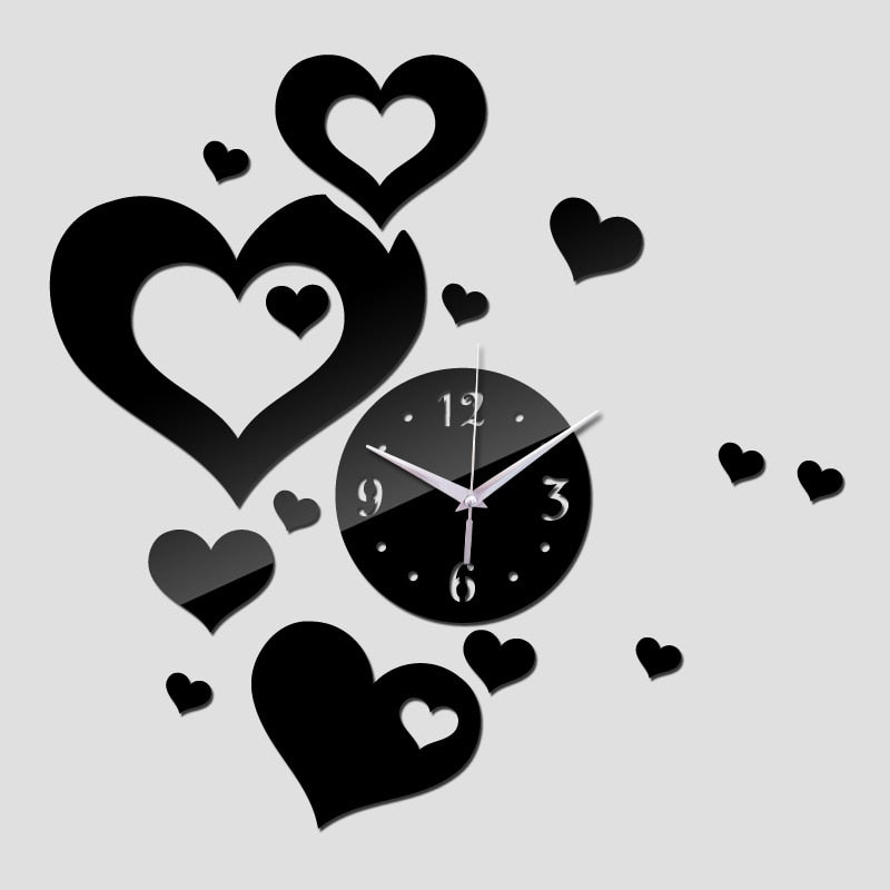 Stylish Acrylic 3D Wall Clock, Heart Design for Modern Living Rooms