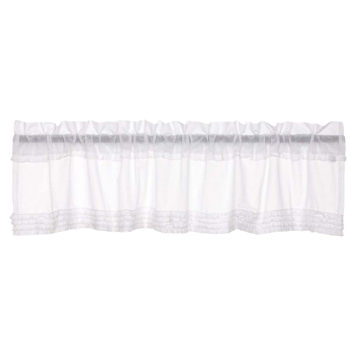 Elegant Farmhouse White Ruffled Valance 16x72