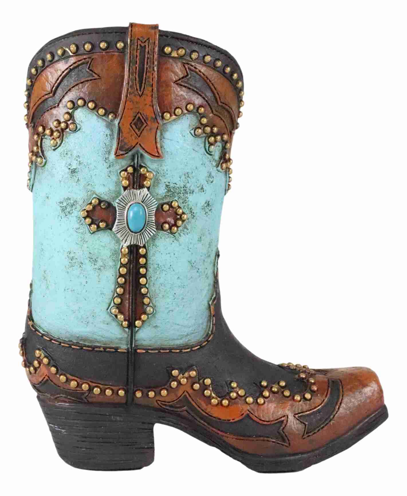 7" Handcrafted Turquoise Western Cowboy Boot Decor
