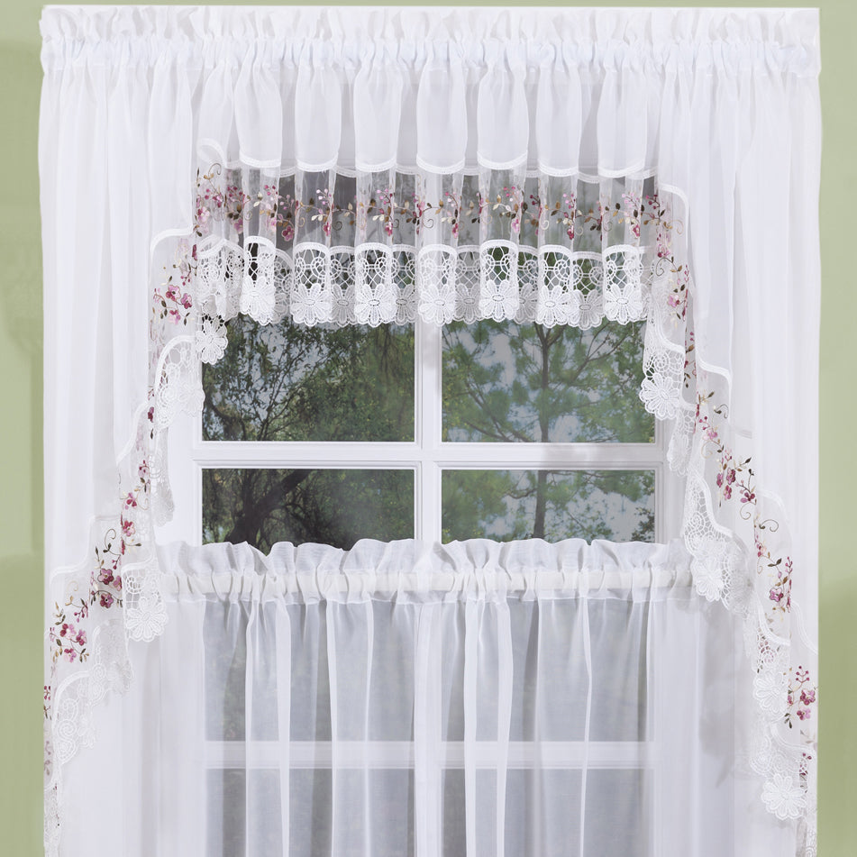Elegant Vintage Swag Curtains with Lace Edges