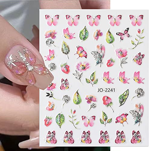Elegant Floral Nail Art Stickers - Spring Blossom Design for DIY Manicures