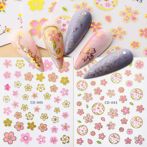 Glamorous Cherry Blossom Nail Art Stickers - 3D Floral Designs for DIY Manicures
