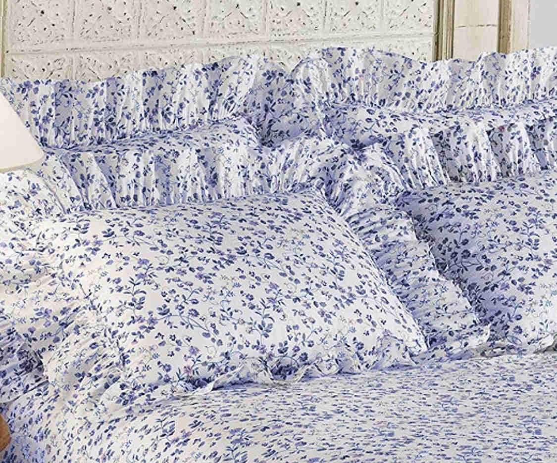 Elegant Lavender Periwinkle Blue Ruffled Pillow Shams