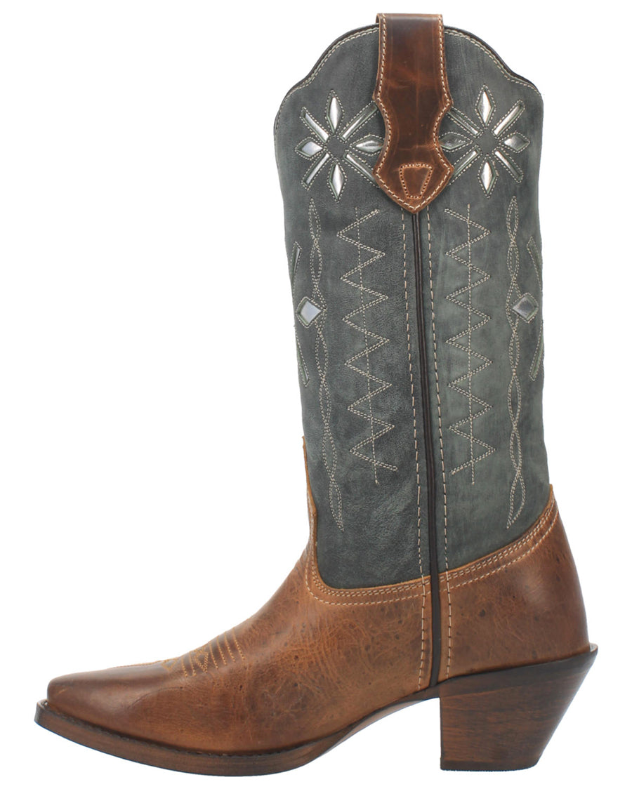 Women's Passion Flower Western Boots with Diamond Inlays