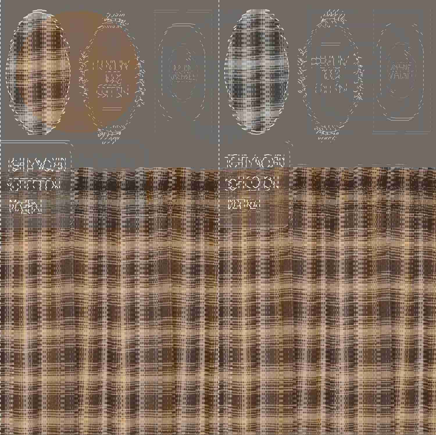 Elegant Rustic Window Swag Set with Traditional Plaid Pattern