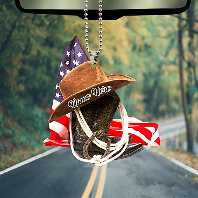 Customized U.S Cowboy Hats and Boots Acrylic Ornament