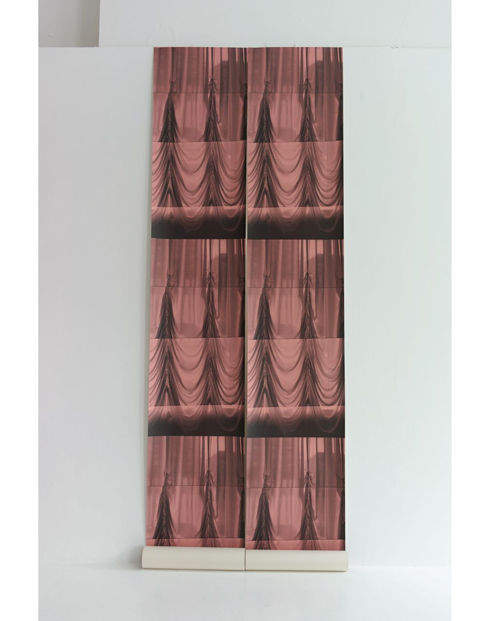 Elegant Handcrafted Pink Wallpaper with Black Illustrations