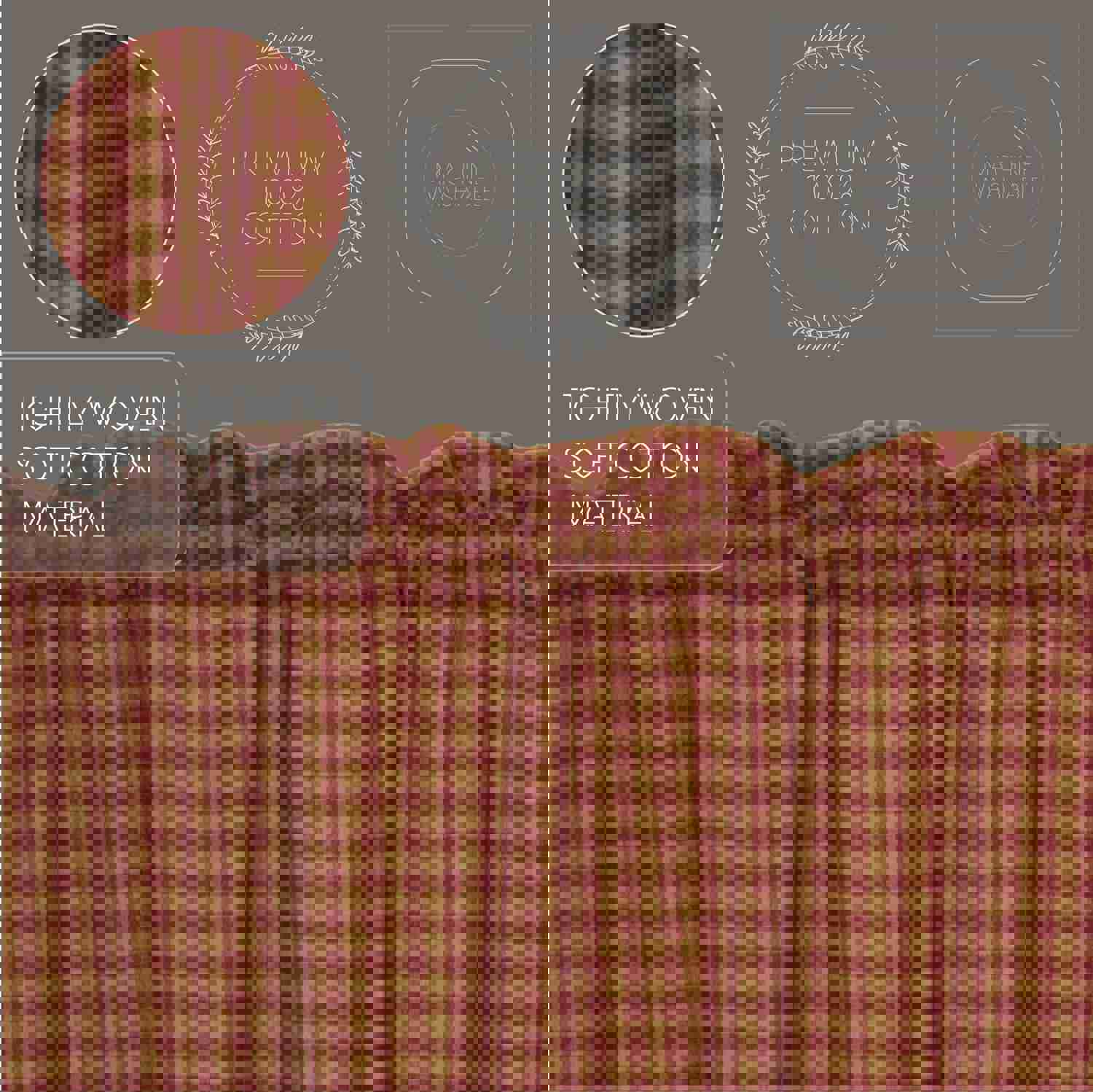 Rustic Country Style Window Swag Set with Black Check