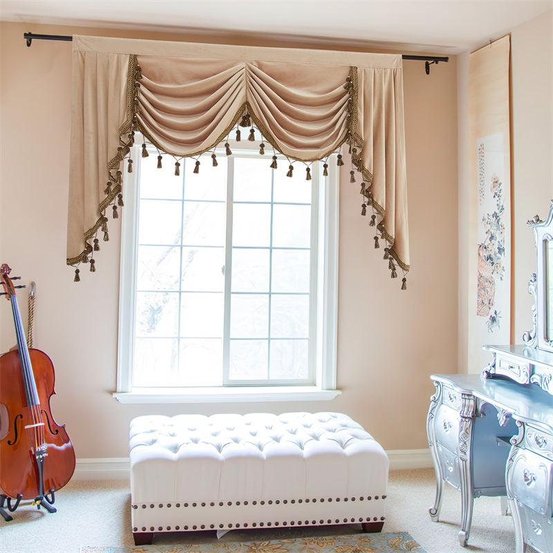 Elegant Velvet Blackout Valance with Swags for Home Privacy