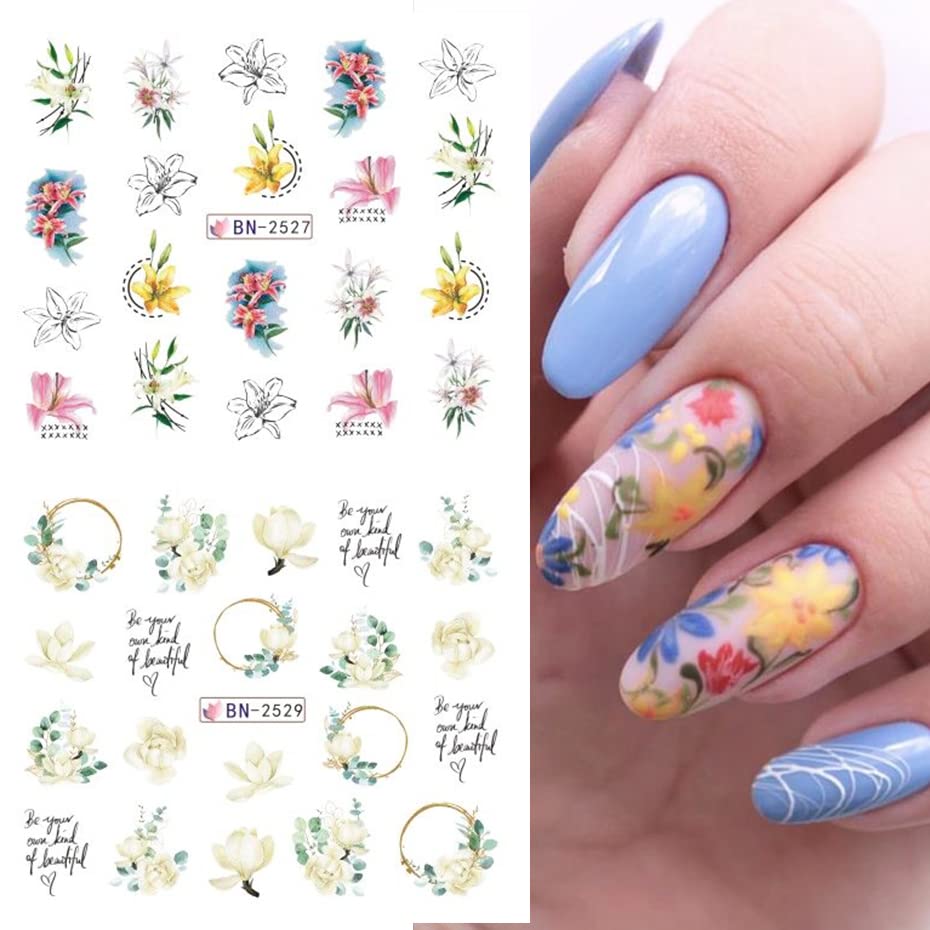 Flower Water Transfer Nail Art Stickers - Spring & Summer Floral Designs