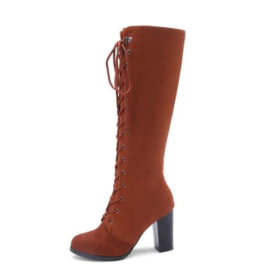Vintage-Inspired Cali Suede Lace-Up Knee High Boots