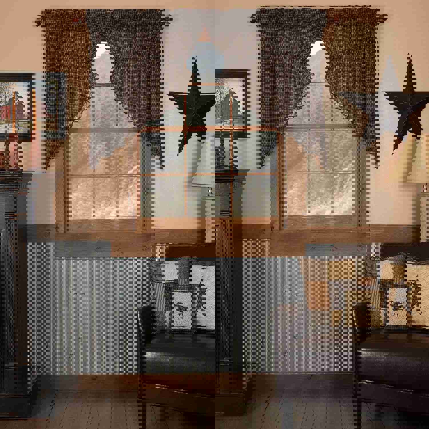 Rustic Charm Window Swag Set, Kettle Grove Plaid