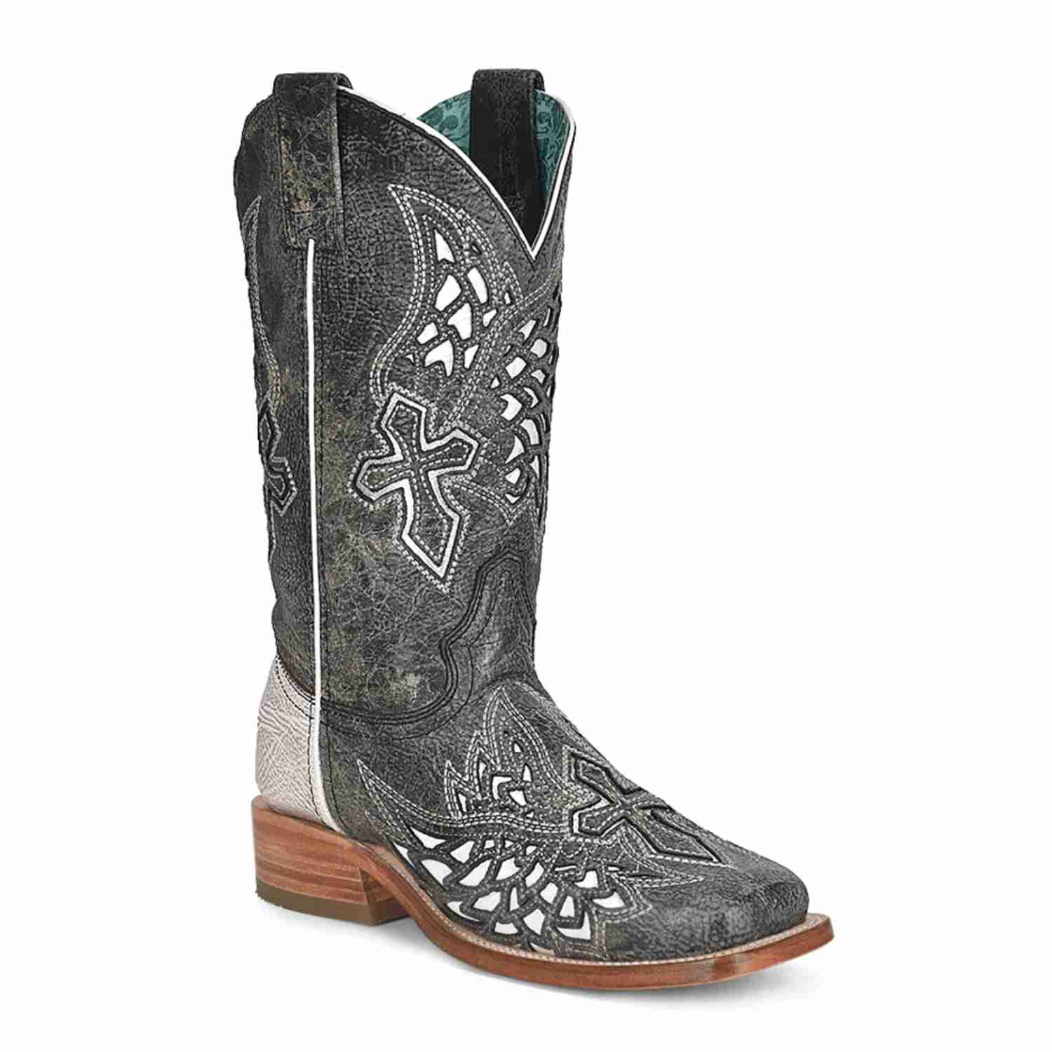 Corral Women's Square Toe Western Boots with Inlay & Embroidery - A4333