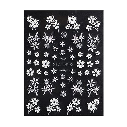 JMEOWIO 3D Embossed Flower Nail Art Stickers, Elegant Floral Design for DIY Nail Art