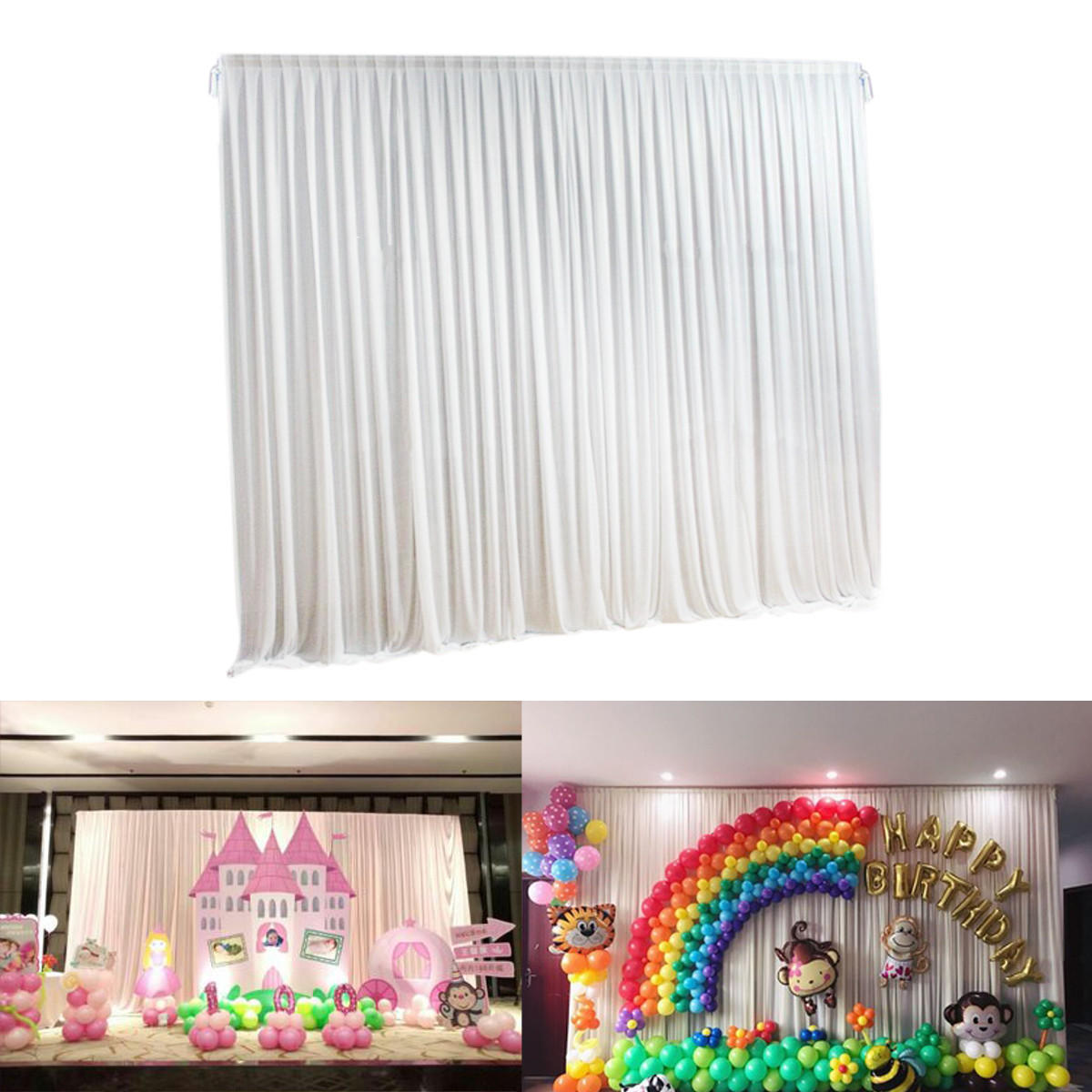 Elegant White Cloth Backdrop with Removable Swag for Events