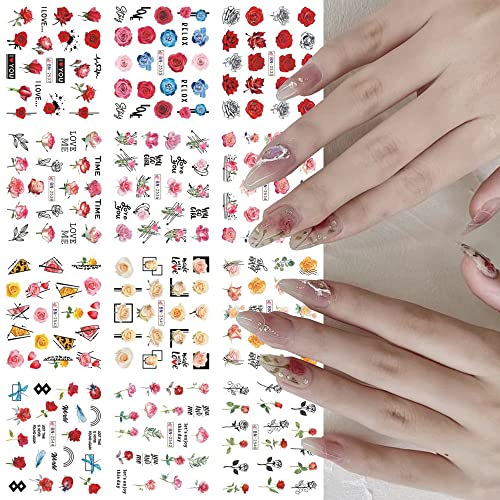 3D Flower Nail Art Stickers - Water Transfer Floral Nail Decals for Women