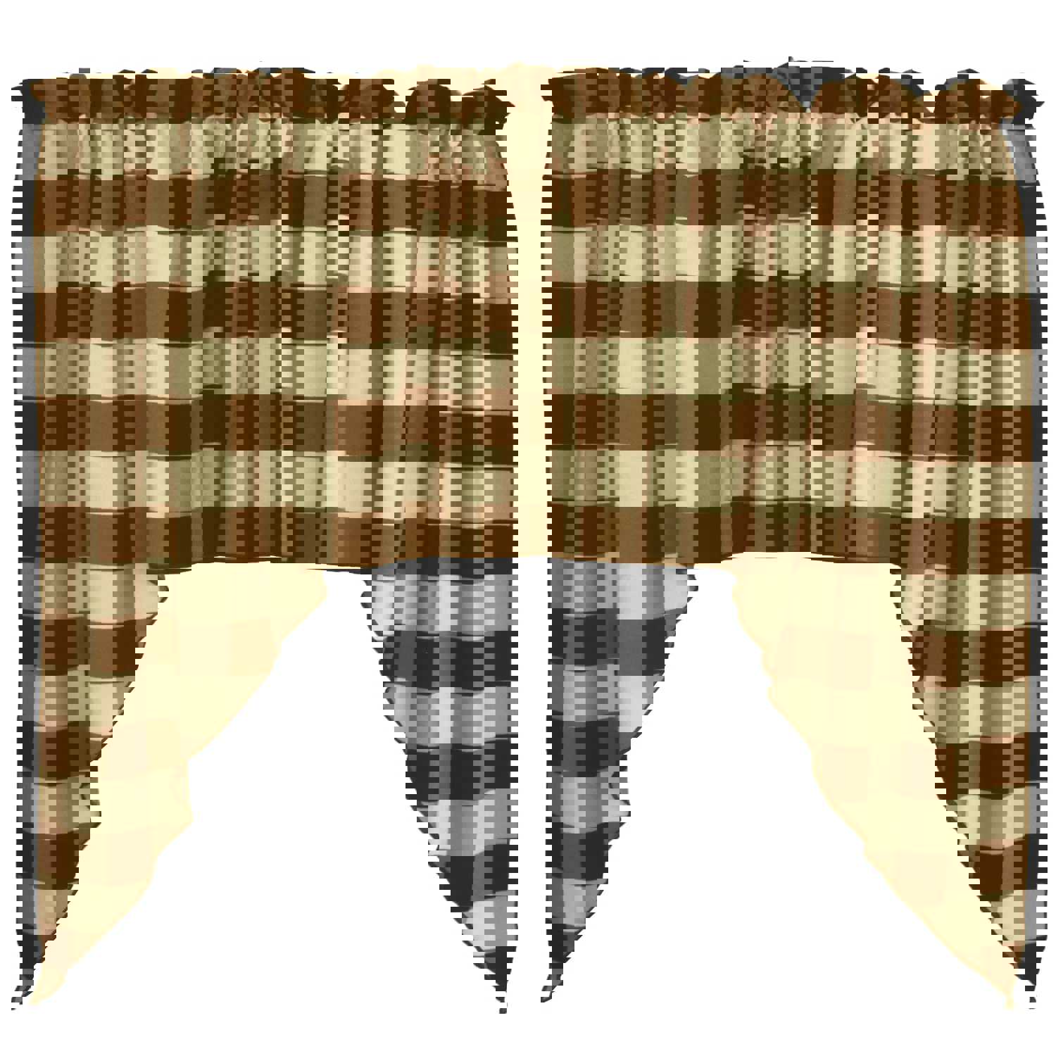 Buffalo Check Poplin Swag Window Valance Set, 72" Wide x 36" Tall