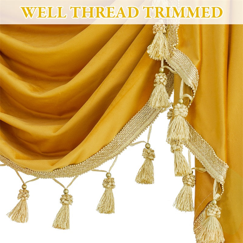 Elegant Velvet Blackout Valance with Swags for Home Privacy