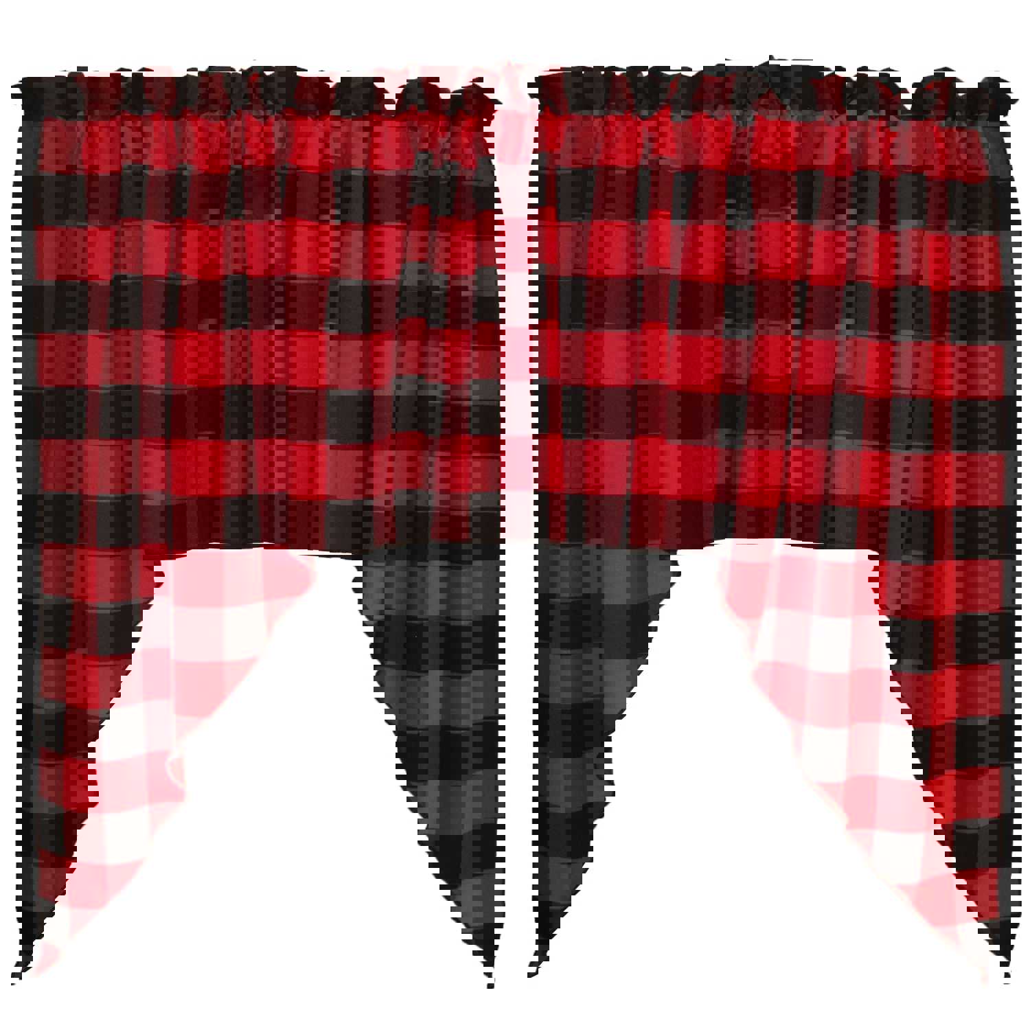 Buffalo Check Poplin Swag Window Valance Set, 72" Wide x 36" Tall