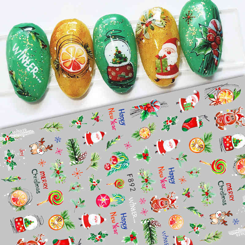 BQAN 2022 Festive 3D Nail Stickers - Snowflake & Santa Claus Designs
