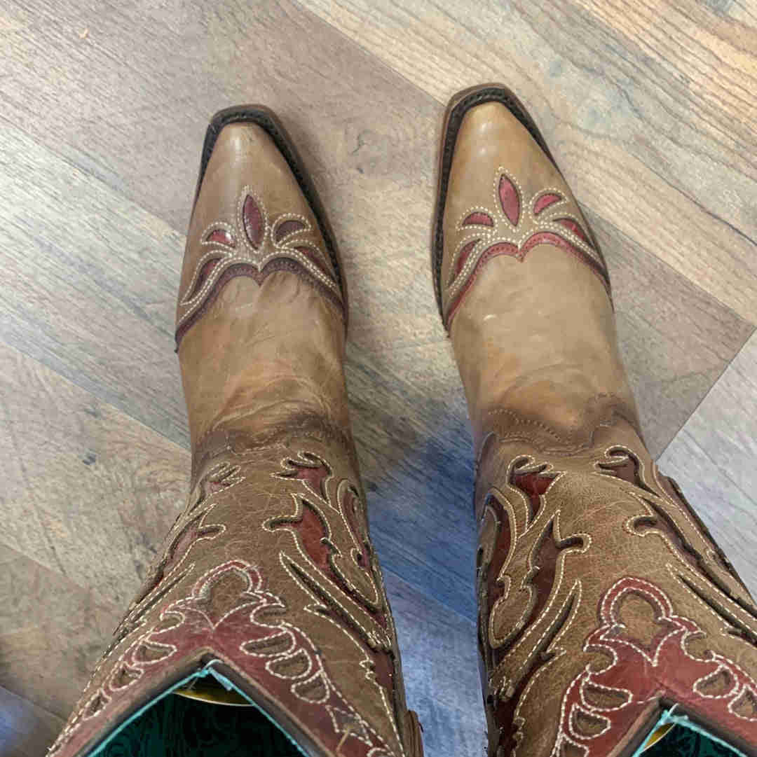 Corral Women's Snip Toe Orix Inlay & Embroidery Western Boots