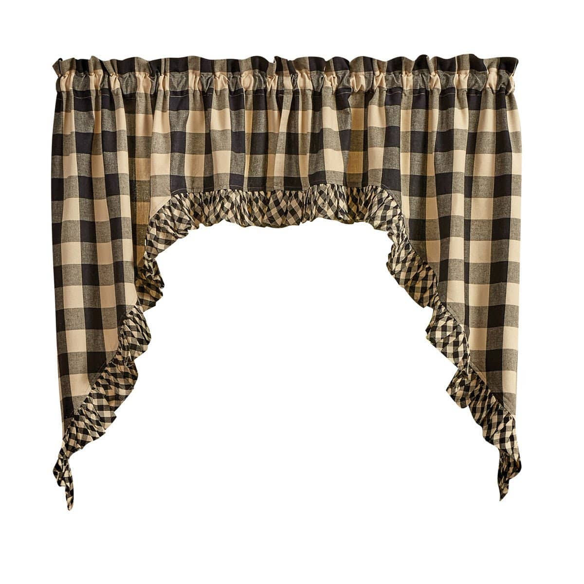Ruffled Buffalo Check Swag Valance, 36" Long