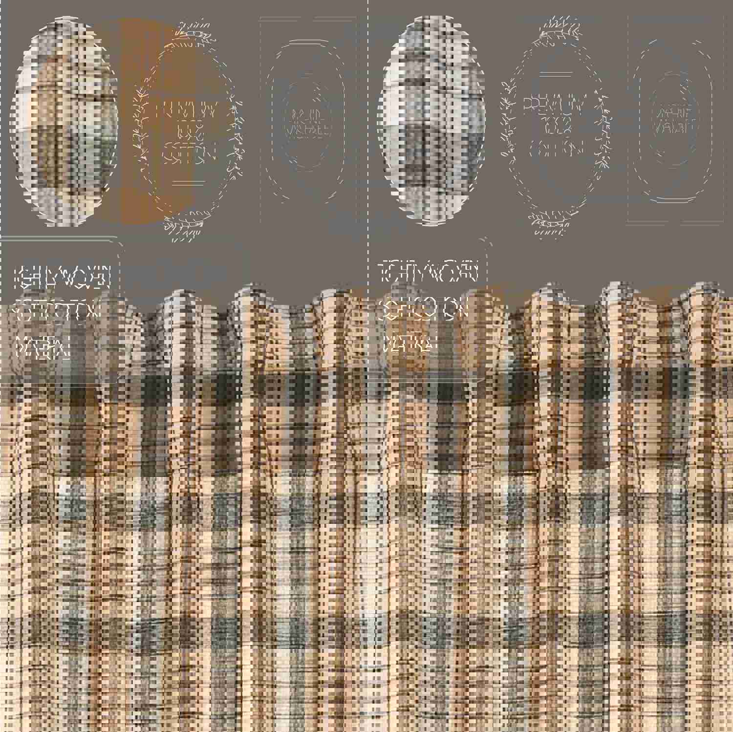 Rustic Country Style Window Swag Set, Cider Mill Green Tan Plaid