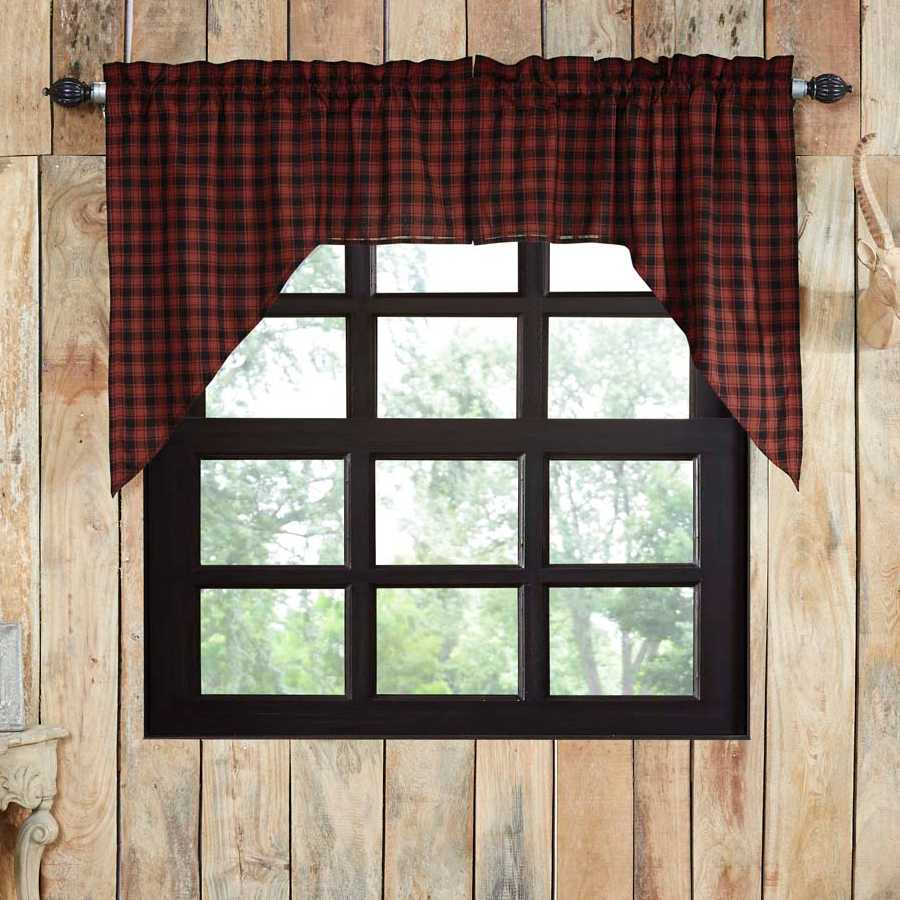 Cumberland Log Cabin Style Plaid Swag Curtains