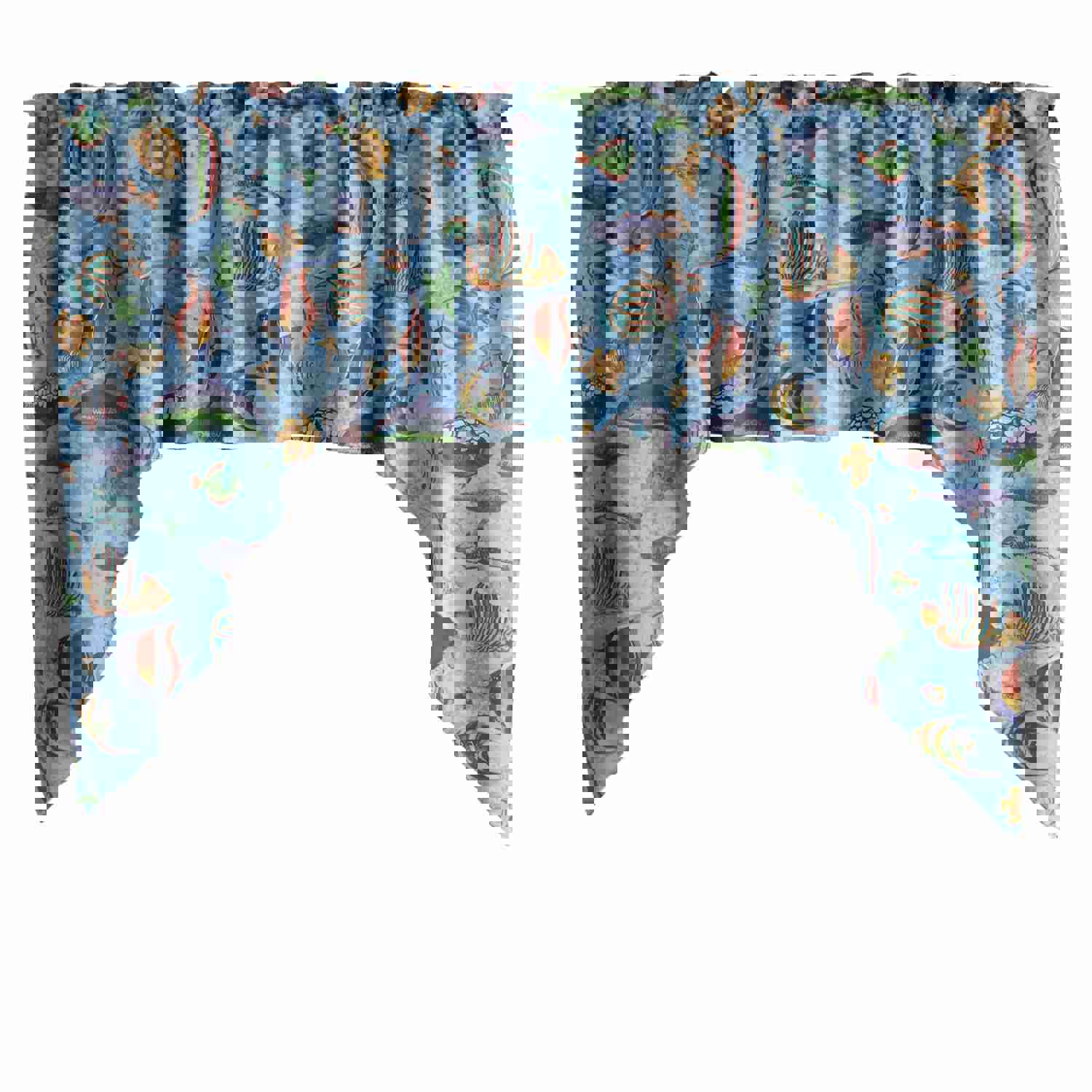 Cotton Fish Aquarium Print Swag Valance