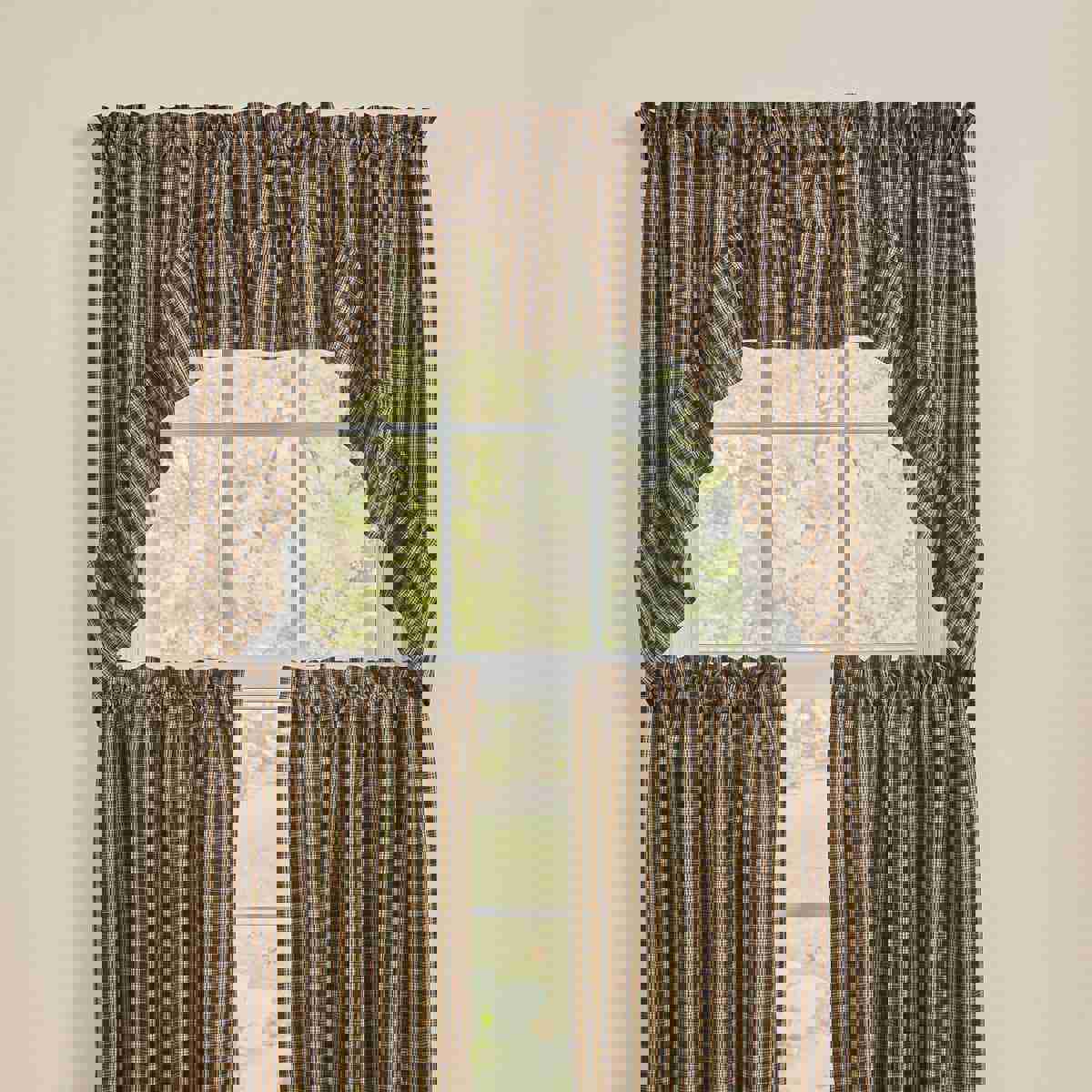 Sturbridge Ruffled Plaid Swag Pair, 36" Long, Unlined