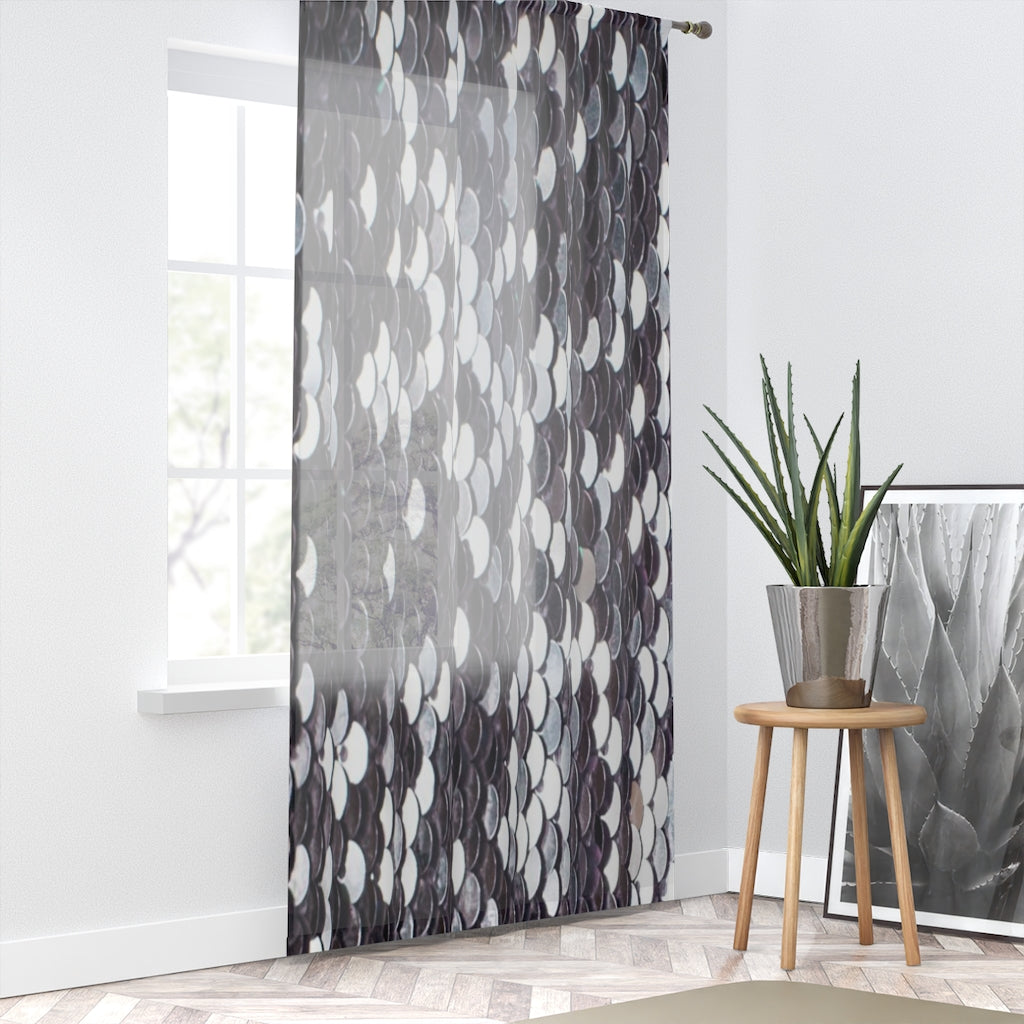 Elegant Sheer Sequin Window Curtain with Privacy