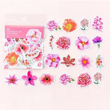 45pcs Vibrant Flower Stickers Set for Creative Journaling and Scrapbooking