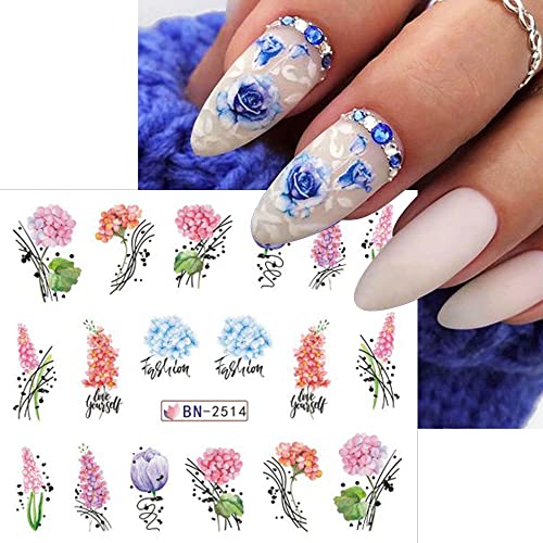 3D Flower Nail Art Stickers - Water Transfer Floral Nail Decals for Women