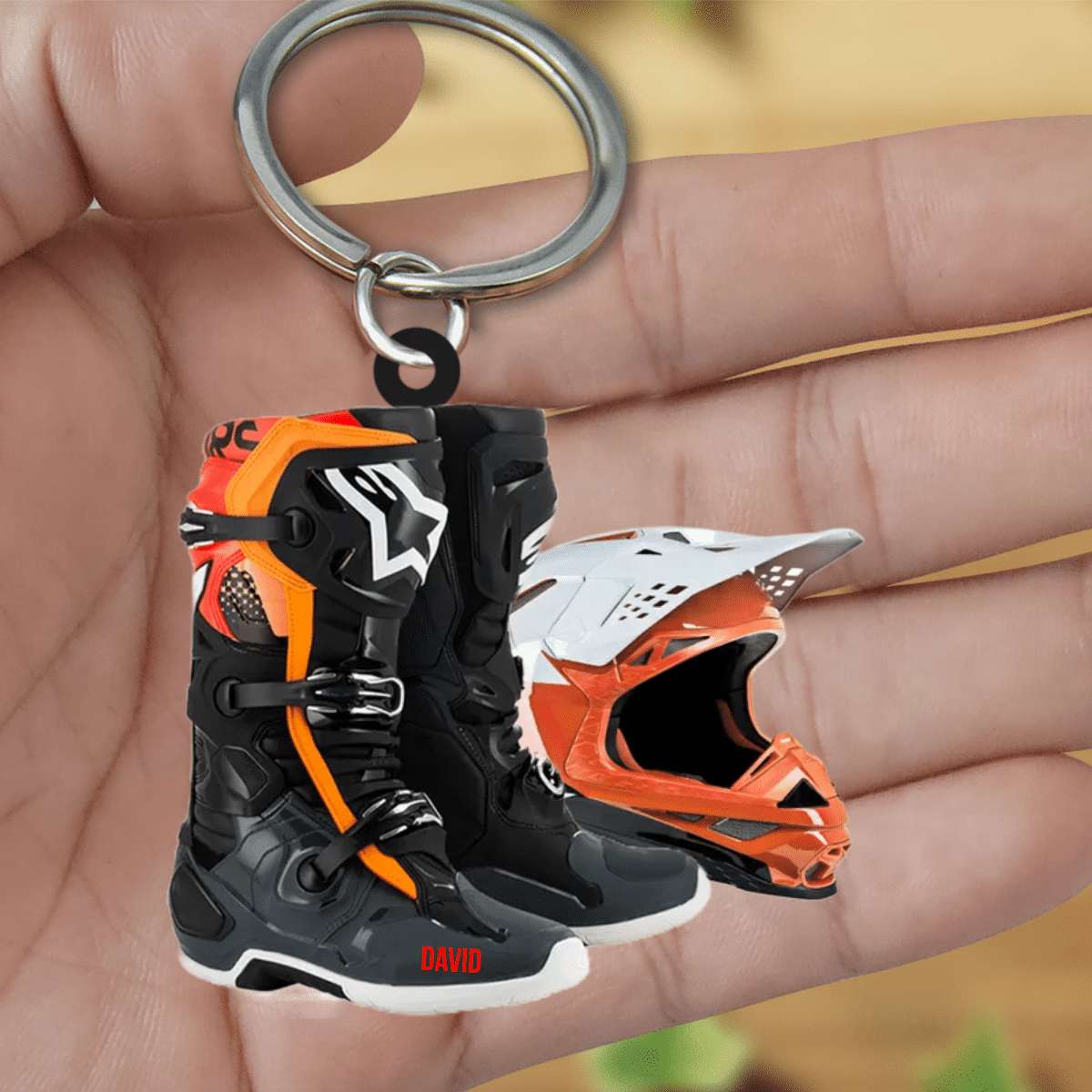 Custom Motocross-Themed Acrylic Keychain for Enthusiasts