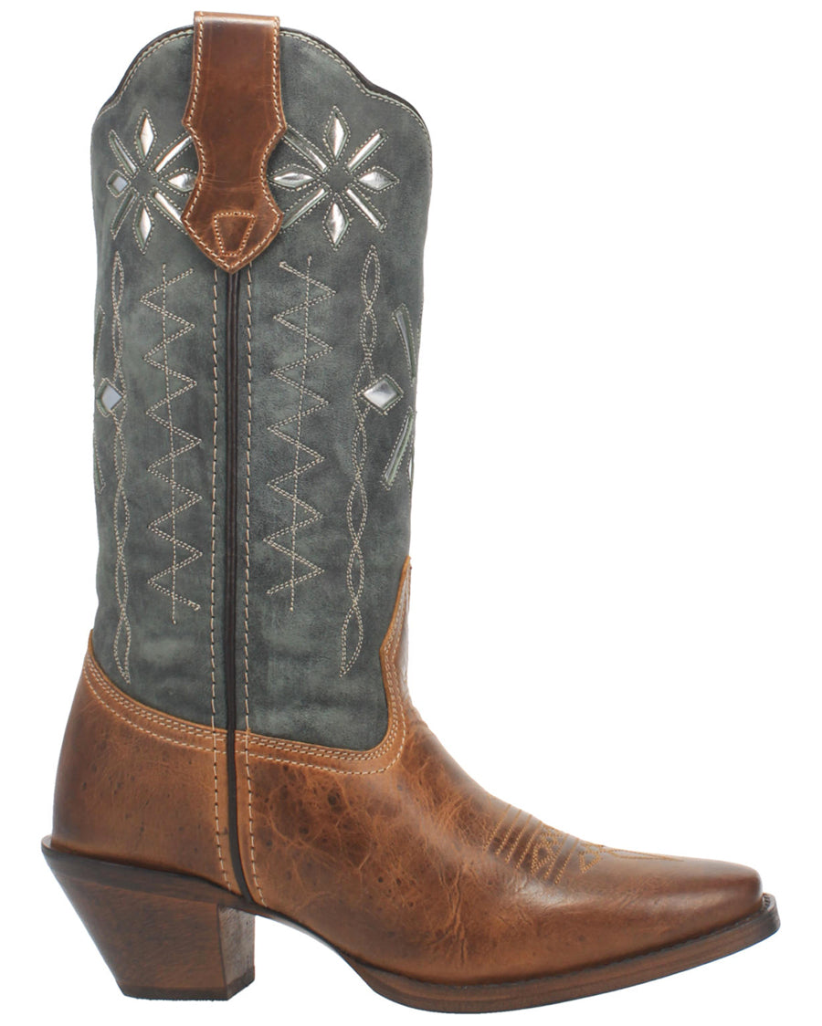 Women's Passion Flower Western Boots with Diamond Inlays