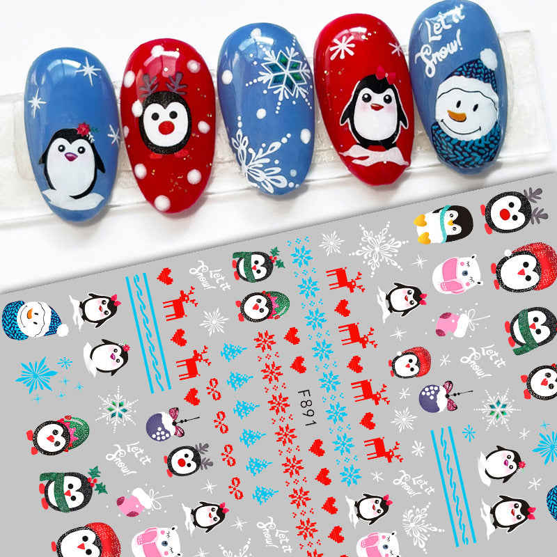 BQAN 2022 Festive 3D Nail Stickers - Snowflake & Santa Claus Designs