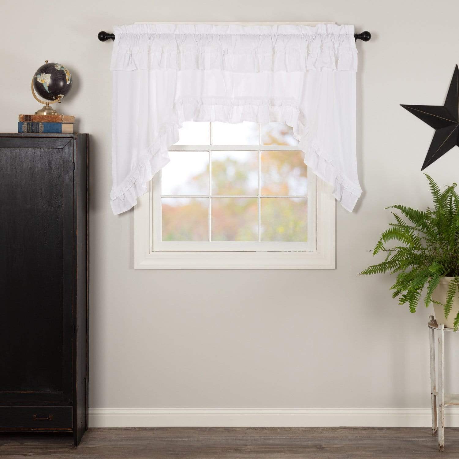 Elegant Muslin Ruffled Swag Curtains