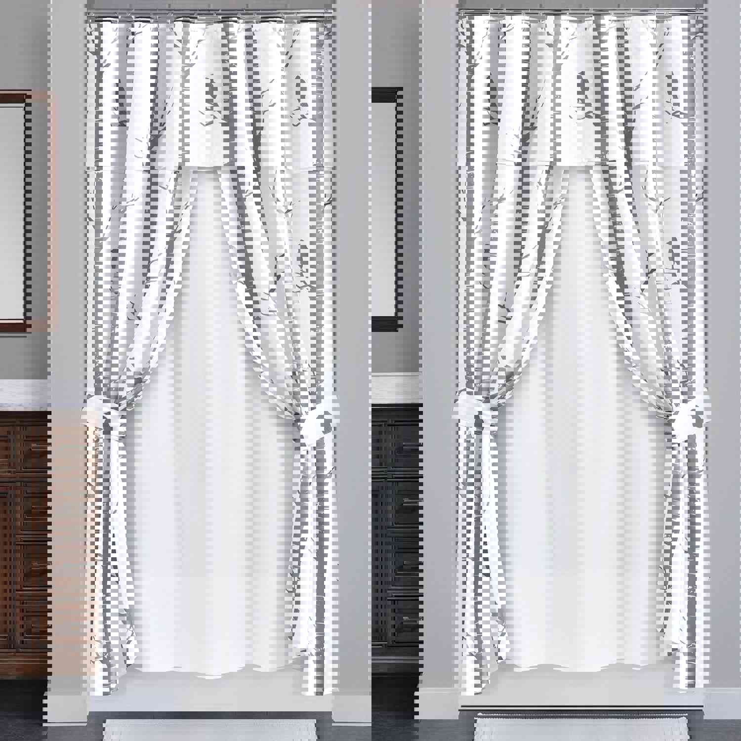 Rustic Bird Themed Shower Curtain Set, 16 Pieces