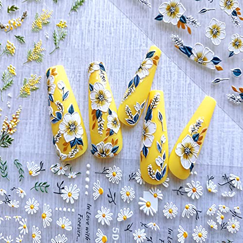 Elegant 5D Floral Nail Stickers Set