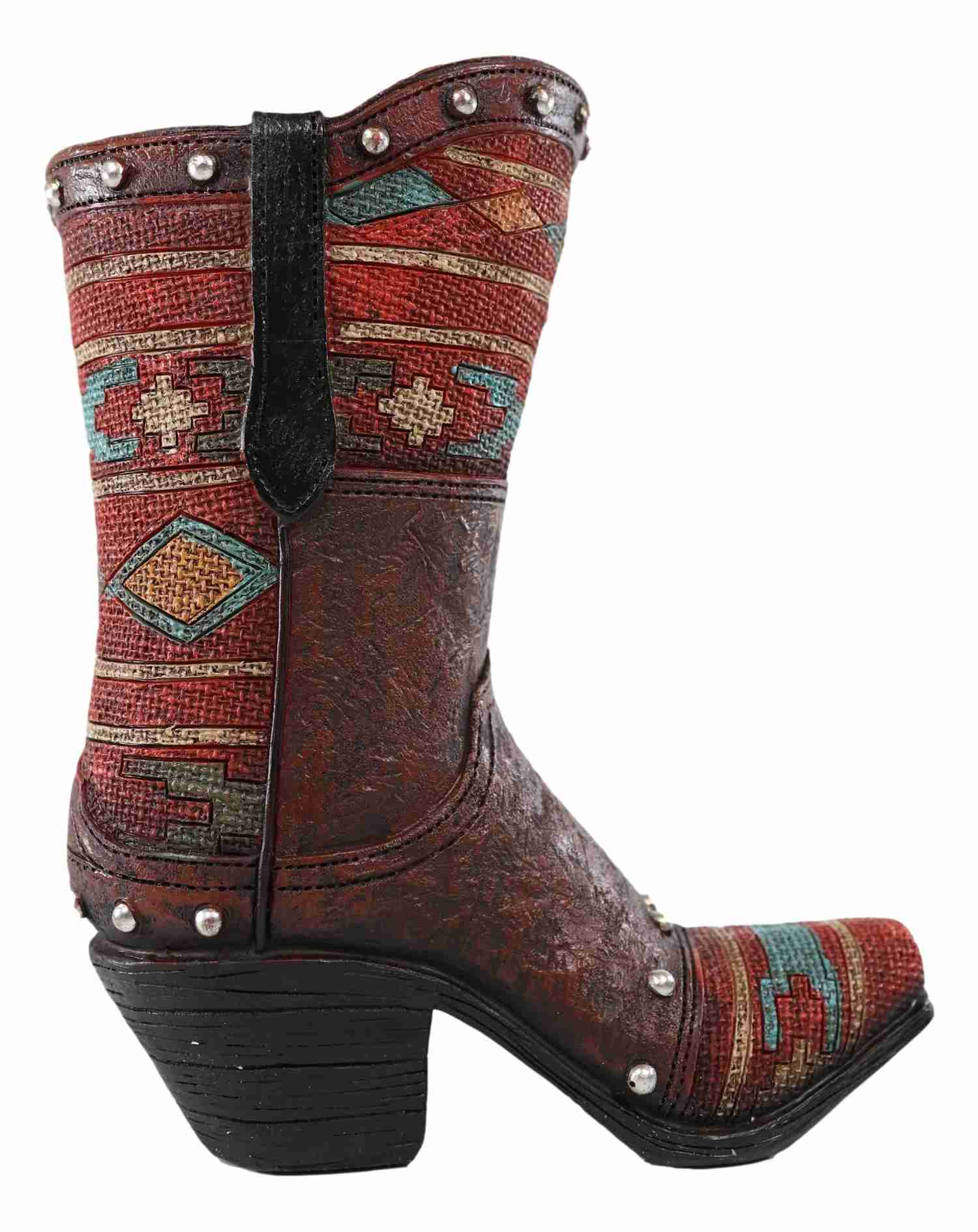 Western-Inspired Aztec Pattern Cowboy Boot Vase/Planter
